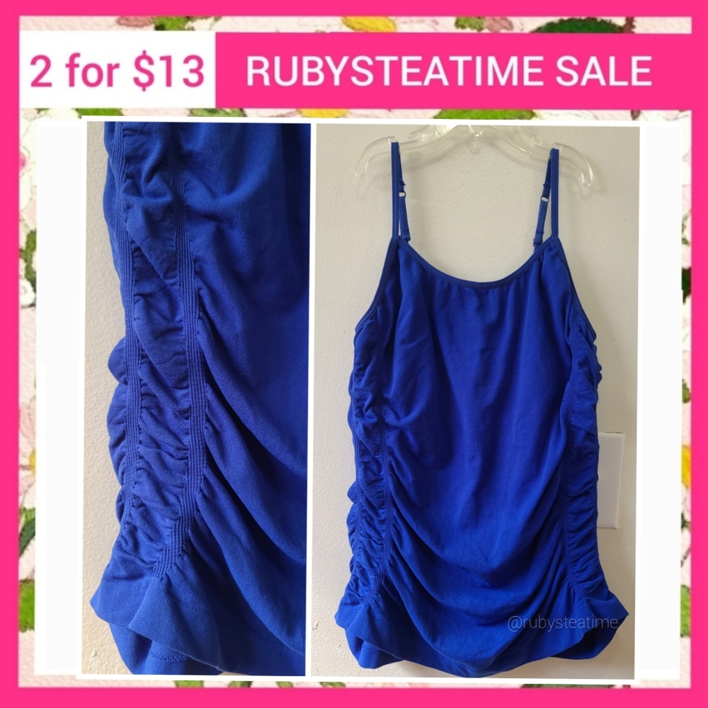 ✨️SALE✨️2 for $13✨️Cobalt Electric Blue Double Shirred/ Rouched Strappy Tank Top